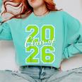 Class Of 2026 Graduation Varsity Lime Green Letters Comfort Colors Sweatshirt Chalky Mint