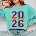 Class Of 2026 Graduation Varsity Purple And Yellow Letters Comfort Colors Sweatshirt Chalky Mint