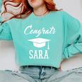 Congrats Sara College High School Graduation Comfort Colors Sweatshirt Chalky Mint