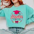 Coquette Pink Bow Senior 2026 2027 Graduation Comfort Colors Sweatshirt Chalky Mint