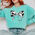 Cow Print Bow And Stethoscope Nurse RN Graduation Coquette Comfort Colors Sweatshirt Chalky Mint