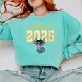Disney Lilo & Stitch Graduation 2025 Stitch Collegiate Comfort Colors Sweatshirt Chalky Mint