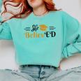 Doctor Of Education She BelievED EdD Graduation Comfort Colors Sweatshirt Chalky Mint