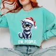 Ew People Cat Christmas Introvert Holiday Humor Comfort Colors Sweatshirt Chalky Mint