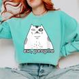 Ew People Introvert Sayings Sarcastic Cat Quote Comfort Colors Sweatshirt Chalky Mint