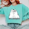 Ew People Introvert Sayings Sarcastic Cat Quote Comfort Colors Sweatshirt Chalky Mint