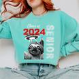 Fun Trendy UFO Sloth Graduation Class Of 2024 Senior Comfort Colors Sweatshirt Chalky Mint