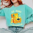Go Away I'm Introverting Cat Coffee Headphones Comfort Colors Sweatshirt Chalky Mint