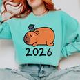 Grad Class Of 2026 Capybara Graduation Graduated Kids Comfort Colors Sweatshirt Chalky Mint