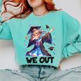 We Out Graduate Dabbing Anime Girl Grad Graduation Comfort Colors Sweatshirt Chalky Mint
