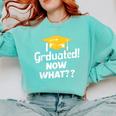 I Graduated Now What Congratulations Graduation Comfort Colors Sweatshirt Chalky Mint