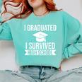I Graduated I Survived High School Graduation Comfort Colors Sweatshirt Chalky Mint