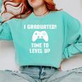 I Graduated Time To Level Up Graduation T-Shirt Comfort Colors Sweatshirt Chalky Mint