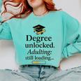 Graduation 2025 Degree Unlocked Adulting Still Loading Comfort Colors Sweatshirt Chalky Mint