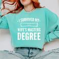 Graduation Day Husband I Survived My Wifes Masters Degree Comfort Colors Sweatshirt Chalky Mint
