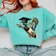 Graduation Mallard Duck Hunter Hunting Season Grad Hunting Comfort Colors Sweatshirt Chalky Mint