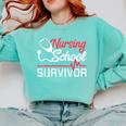 Graduation Shirt For Nurses Nursing School Survivor Tee Comfort Colors Sweatshirt Chalky Mint