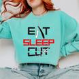 Haircutter Barber Eat Sleep Cut Barbering Graduation Comfort Colors Sweatshirt Chalky Mint