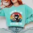 Hang On Let Me Overthink Cat Coffee Retro Introvert Comfort Colors Sweatshirt Chalky Mint