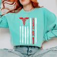 Hospice Aide American Flag Nurses Graduation Medical Comfort Colors Sweatshirt Chalky Mint