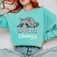 Indoor Cat Energy Raccoon Introvert Anti Social Mascot Comfort Colors Sweatshirt Chalky Mint Indoor Cat Energy Raccoon Introvert Anti Social Mascot Comfort Colors Sweatshirt Chalky Mint