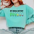 Introvert Cute My Social Battery Comfort Colors Sweatshirt Chalky Mint
