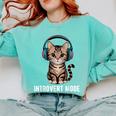 Introvert Mode Cat With Headphones Kitten Lover Comfort Colors Sweatshirt Chalky Mint