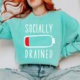 Introvert Socially Drained Battery Comfort Colors Sweatshirt Chalky Mint Introvert Socially Drained Battery Comfort Colors Sweatshirt Chalky Mint