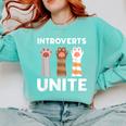 Introvert Unite Kitty Paws Raise Introverted Gathering Comfort Colors Sweatshirt Chalky Mint