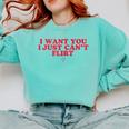 Introvert Valentines Day I Want You I Just Can't Flirt Comfort Colors Sweatshirt Chalky Mint
