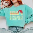 Introverted But Willing To Discuss Cats Kitten Pet Lover Comfort Colors Sweatshirt Chalky Mint