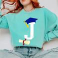 Kids Initial J Letter For Boys Preschool Graduation Kindergarten Comfort Colors Sweatshirt Chalky Mint