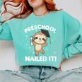 Kids Kids Preschool Nailed It Sloth Graduation Comfort Colors Sweatshirt Chalky Mint