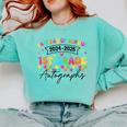 Last Day Of School Autograph 1st Grade Graduation Boys Girls Comfort Colors Sweatshirt Chalky Mint