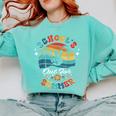 Last Day Of School Groovy Graduation School's Out For Summer Comfort Colors Sweatshirt Chalky Mint