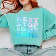 Next Stop Kindergarten Groovy Graduation Last Day Of School Comfort Colors Sweatshirt Chalky Mint
