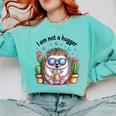 I Am Not a Hugger Introvert Hedgehog With Cactus Comfort Colors Sweatshirt Chalky Mint