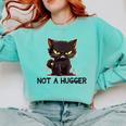 Not A Hugger Tee Angry Cat Sarcastic Cute Introvert Comfort Colors Sweatshirt Chalky Mint