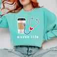Nurse Life Graphic Nursing School Graduation Comfort Colors Sweatshirt Chalky Mint