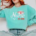 Nurse Nursing School Graduation Est 2018 Shirt Comfort Colors Sweatshirt Chalky Mint