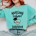 Nursing School Survivor Women Graduation RN Gift Shirt Comfort Colors Sweatshirt Chalky Mint