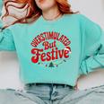 Overstimulated But Festive – Christmas Introvert Humor Comfort Colors Sweatshirt Chalky Mint