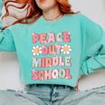 Peace Out Middle School Graduation Groovy Last Day Of School Comfort Colors Sweatshirt Chalky Mint