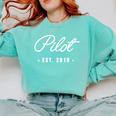 Pilot Est 2019 Graduation Grad Comfort Colors Sweatshirt Chalky Mint