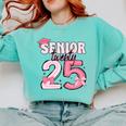 Pink Coquette Bow Senior 2025 Back To School Graduation Girl Comfort Colors Sweatshirt Chalky Mint