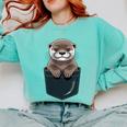 Pocket Otter Lover Introvert Cute Animal Fun Surprise Comfort Colors Sweatshirt Chalky Mint Pocket Otter Lover Introvert Cute Animal Fun Surprise Comfort Colors Sweatshirt Chalky Mint