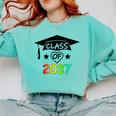 Pre-K -12th Grade Hand Prints Space Graduation Class Of 2037 Comfort Colors Sweatshirt Chalky Mint