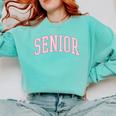 Preppy Varsity Pink Senior Graduation Comfort Colors Sweatshirt Chalky Mint