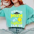 Proud Mom Of a Softball Senior Class Of 2025 Graduation Comfort Colors Sweatshirt Chalky Mint
