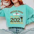 Proud Mom Of Two 2021 Graduates Twin Mama Graduation Leopard Comfort Colors Sweatshirt Chalky Mint